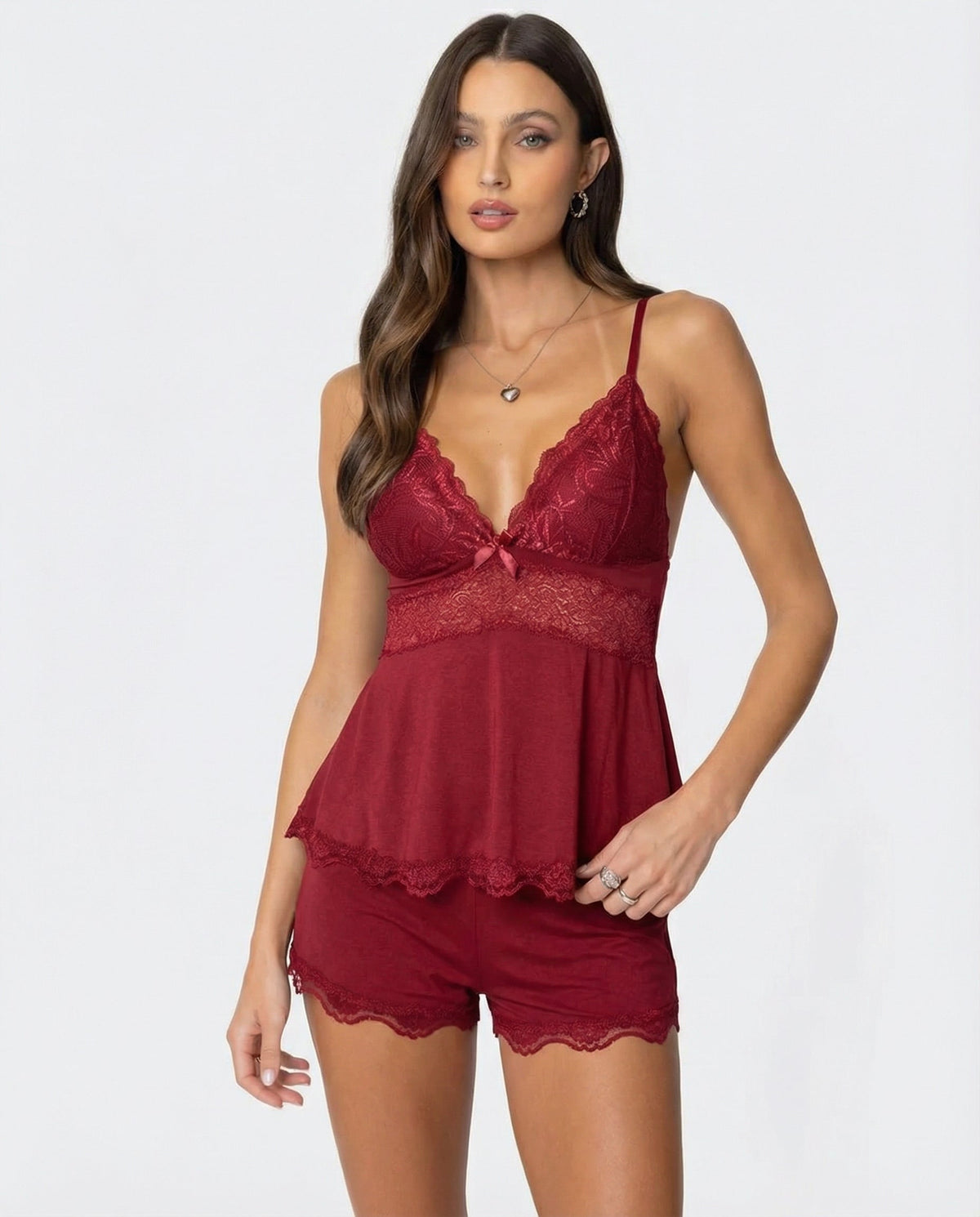 Conjunto de pijama de encaje Midnight Kiss
