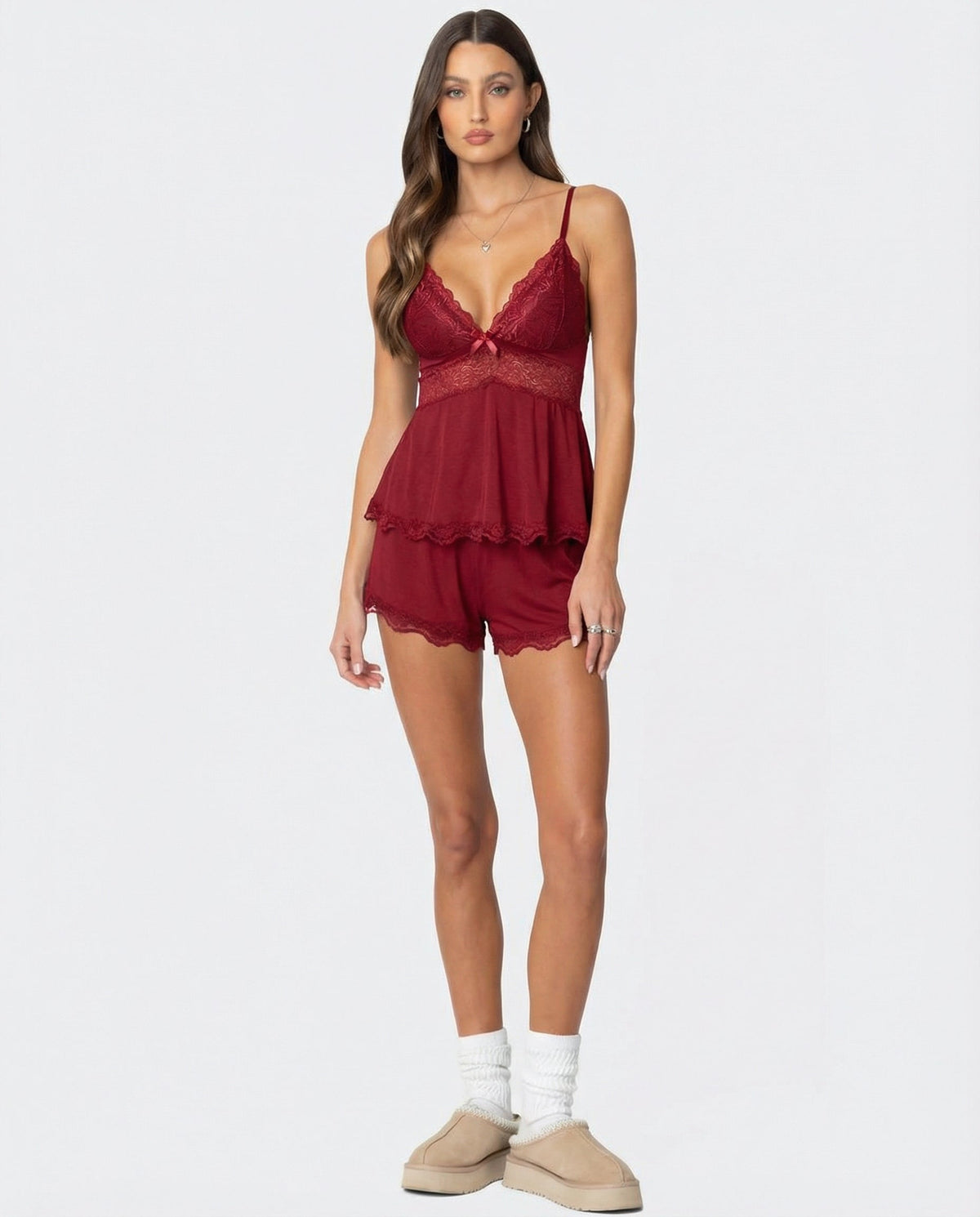 Conjunto de pijama de encaje Midnight Kiss