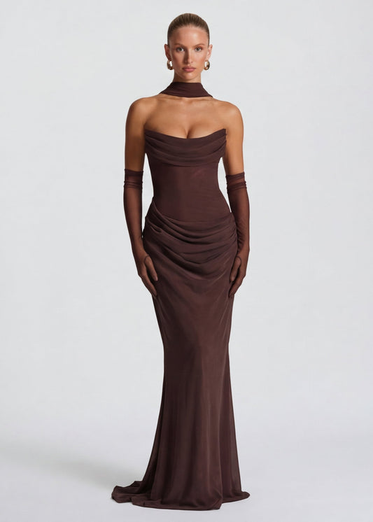 Vestido largo drapeado Muse