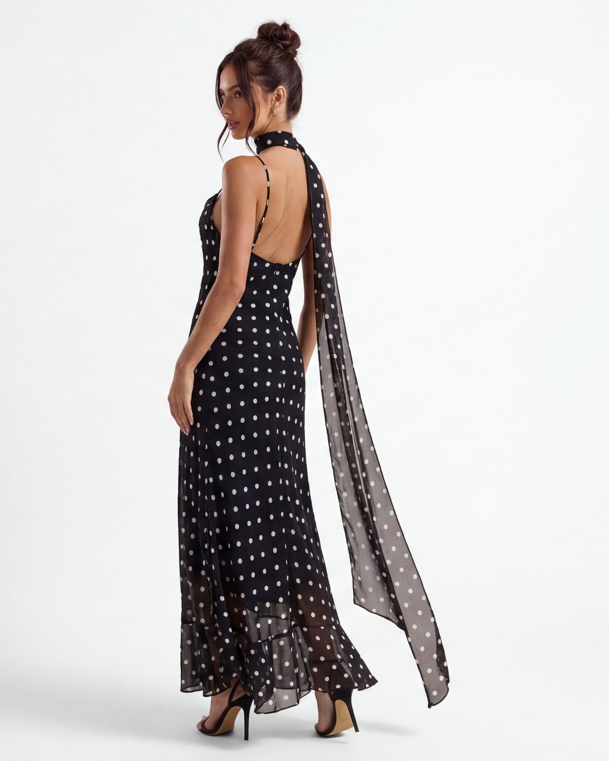Vestido largo de lunares Noir Polka